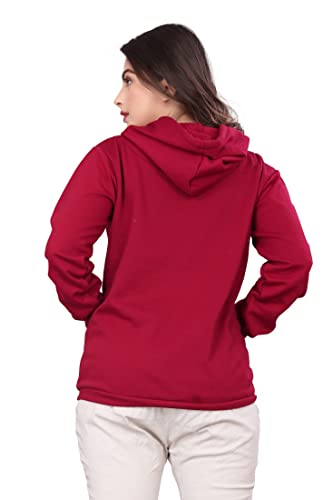 Image of More & More HOODMASTER Women's Fleece Hoodie Sweatshirt with Zip Pockets Full Sleeves Regular Fit Solid Pattern Hooded Neck and Standard Length | Comfortable Fleece Hoodie for Women