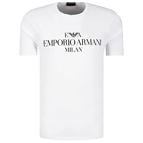 Emporio Armani Herren-T-Shirt 3G1TM4 1JHRZ, Kurzarm, Rundhalsausschnitt, Weiß, XL