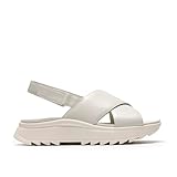 Clarks Premium Dashlite Wish, Sandalia Mujer, Piel Blanca, 40 EU