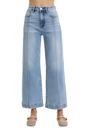 Risen High Rise Crop Wide Leg Jeans