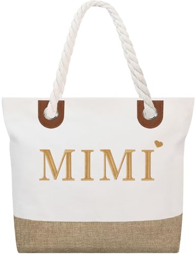 Image of GhvyenntteS Mimi Gifts, Birthday Gifts for Mimi Grandma, Mimi Bag with Zipper, Personalized Tote Bag - Perfect for Birthday, Mothers Day, Christmas