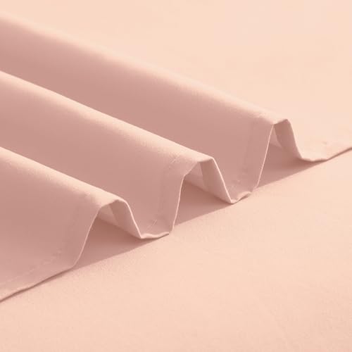 Image of Elegant Comfort Luxurious 1500 Premium Hotel Quality Microfiber Three Line Embroidered Softest 4-Piece Bed Sheet Set, Wrinkle and Fade Resistant, Queen, Blush Pink