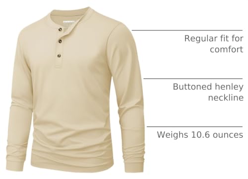 Image of MAGNIVIT Men's Long Sleeve Henley Shirts Cotton 3-Button Spring Casual T-Shirts Solid Color Soft Basic Tops 2026