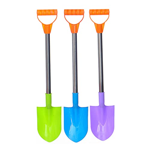 Bemonew Pelle à Neige pour Enfants pelles de Plage pour Enfants Pelle à Neige en Acier Inoxydable avec pelles en Plastique et poignée 3 pièces