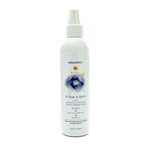 Wash with Water All Natural Skin Care for Baby + Toddler: Certified Cruelty Free 3 in 1 Triple Crown Leave in Conditioner + Hair Detangler Spray + Body Mist - A Star is Born Lavender 8oz