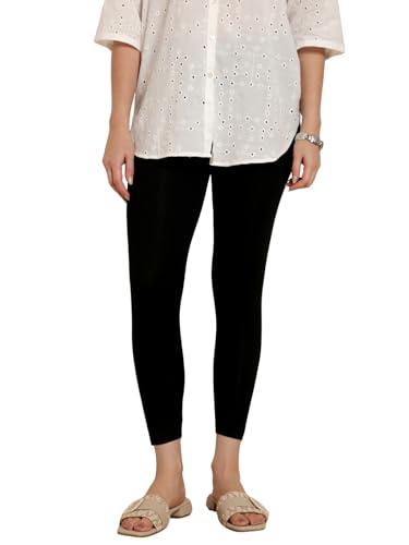 TWIN BIRDS Viscose Elastane Stretch Leggings for Women | Mid Rise Skinny Fit, High Ankle & 7/8 Cropped Length Active Legging