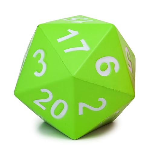 KESS Giant D20 Foam Dice: Oversized 20-Sided Dice for RPG and Collectors - 6 Vibrant Colors, Perfect for Outdoor Fun in Backyard, Pool, Beach. Ages 6+ (Green)