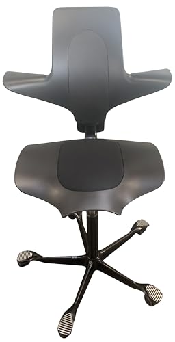 Image of HAG Capisco Puls Adjustable Standing Desk Chair - Black Frame - Black - Partial Cushion
