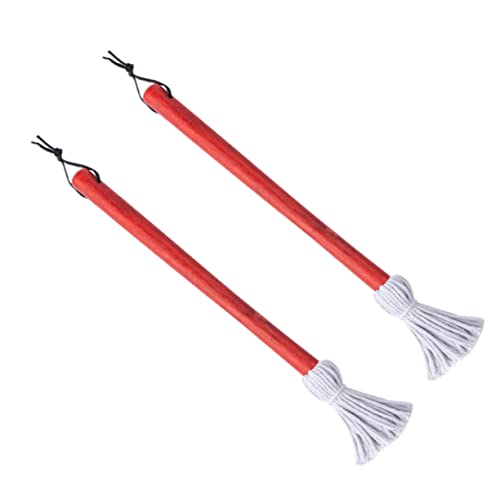 Toddmomy 2pcs Barbecue Sauce Basting Mops Soy Sauce Brush Bbq Mopping Kitchen Oil Brush Cotton Wood