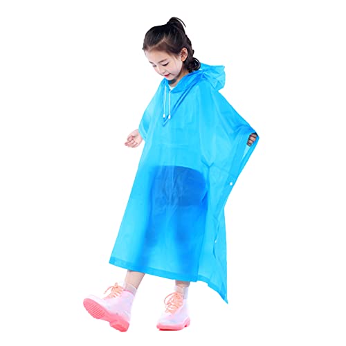 YIPUETERNITY Regenponcho für Kinder (Blau) Wasserdichter Regenmantel für Jungen und Mädchen, Wiederverwendbarer Eva-Poncho, Regenmäntel mit Kapuze Regencape mit Knopf und Kapuze, Kleinkind-Regenjacke