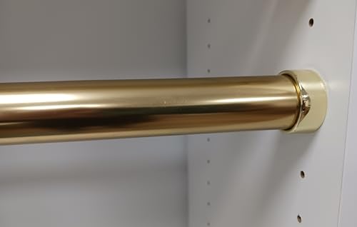 Polished Brass Custom Cut 1-5/16” Diameter Closet Wardrobe Rod | Made-to-Order Hanging Rod for Closets & Storage with End Supports (30 Inches Length)