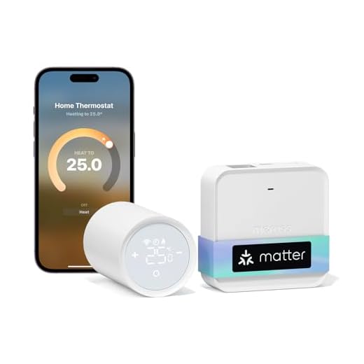 Meross Matter Thermostat Connecté d'une hub, Tête Thermostatique, Thermostat Radiateur, Commande Vocale Alexa Google Siri, Thermostatique sans Fil avec Programmation Chauffage
