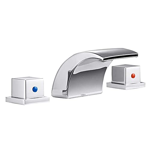 Mitigeur lavabo chrome brillant de haute qualité avec bec cascade pour vasque et baignoire
