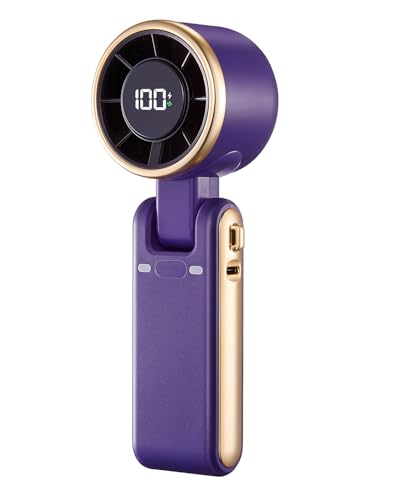 Bearwind Portable Handheld Turbo Fan - 5 Gear High Speed 4000mAh Rechargeable Mini Personal Hand Fan Blow Cold Air Battery Operated Travel Essentials Holiday Gifts for Women Men (Purple)