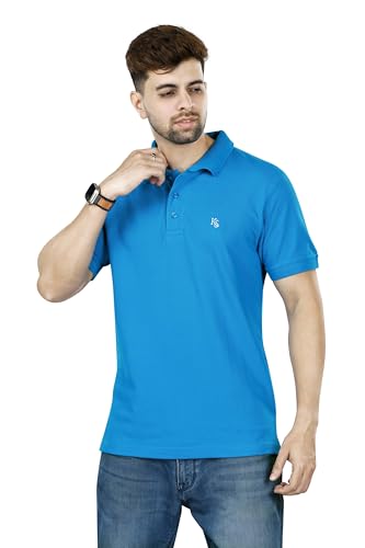 Image of KAUS & SHAN Men's Pure Cotton Regular Fit Solid Half Sleeve Casual & Semi Formal Office Wear Polo T-Shirt