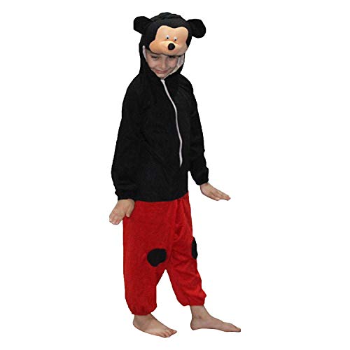 Image of Kaku Fancy Dresses Fleece Mouse Cartoon Costume -For Boys & Girls, Black & Red, 5-6 Years