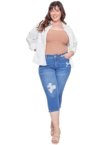 Royalty For Me Womens YMI Jeans Women's Plus Size Sustainable Wannabettabutt Mid Rise Capri Jeans4