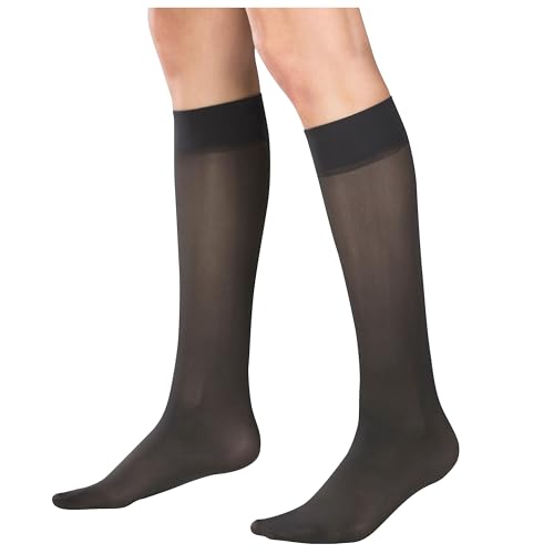Image of Truform Sheer Compression Stockings, 8-15 mmHg, Women's Knee High Length, 20 Denier