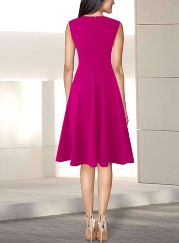 Image of VFSHOW Womens Front Zipper Work Business A-Line Dress Elegant Professional Office Career Church Fit and Flare Skater Dresses