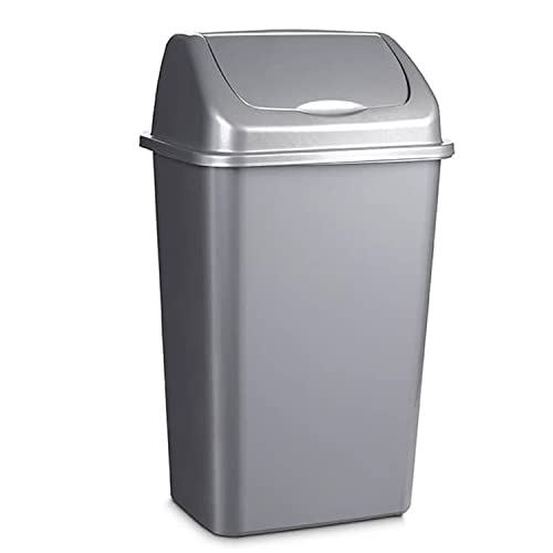 CABLEPELADO Papelera plastico basculante, Cubo basura basculante, Basura plástico tapa basculante, 47 cm altura x 28.5 cm ancho x 22.5 cm fondo, PP5 Plástico resistente, Capacidad 15 Litros (Gris)
