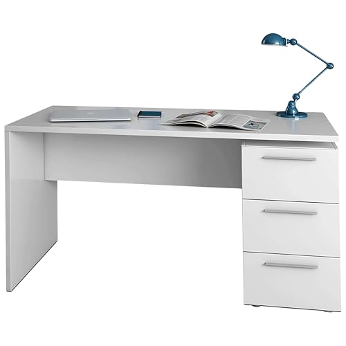 Habitdesign Mesa de Despacho 3 Cajones, Mesa Escritorio, Modelo Stylus, Acabado en Color Blanco Artik, Medidas: 138 (Ancho) x 60 cm (Fondo) x 74 (Alto)