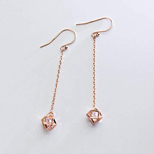 Boucles d'oreilles S925 géométriques creuses au fini brillant et diamant unique