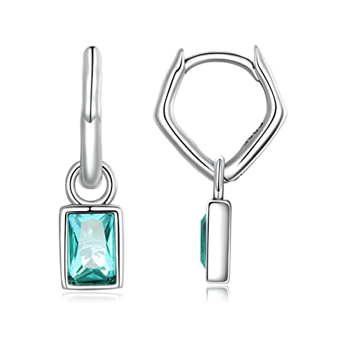 Boucles d'oreilles pendantes argent et émeraude, le cadeau idéal pour elle