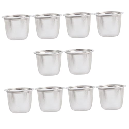 TOBBOMEY 10 Piezas Colador de Té Metálico de Acero Inoxidable Malla Fina para Sueltas Filtro Reutilizable para Infusiones Hogares Teterías y Restaurantes Altura