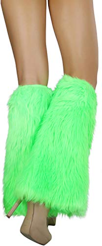 Image of ToBeInStyle Women's Faux Vibrant Fur Retro Daring 60' Inspired Ravewear Knee High Leg Warmers