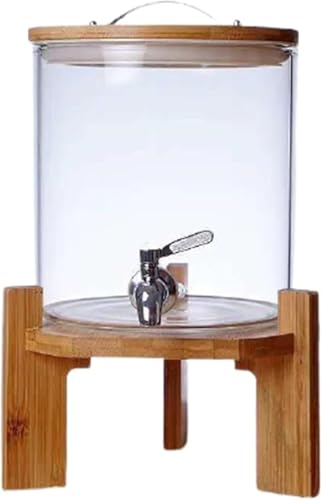 Lamantt;ガラスワインボトル、水、木製トレイとステンレススチール製の蛇口付きの飲用ピッチャー、保存容器、気密性、パーティー、バーに最適、大容量、家庭用および商業用に適しています (10L)