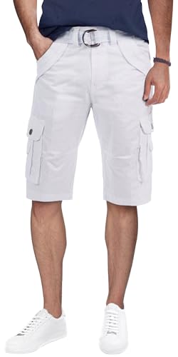 X RAY Mens Cargo Shorts Camo & Solid Colors 12.5" Inseam Knee Length Classic Fit Multi Pocket (Big and Tall Shorts for Men), Twill Taped White, 33