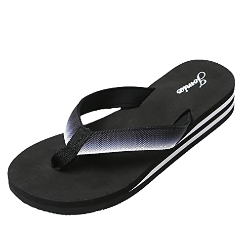 JOMIX Ciabatte Infradito Donna Eleganti con Zeppa Comode Pantofole Estive Donna Casa Mare Spiaggia Piscina SD8229 (Nero, 41)