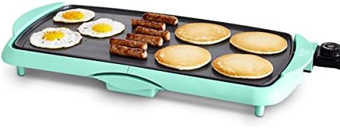 GreenLife 20” Extra Large Electric Griddle, Non-Toxic PFAS & PFOA-Free Ceramic Nonstick, Temperature Control, Quick Even Heating, Removable Drip Tray, Pancakes, Eggs, Sausage, Easy Clean, Turquoise