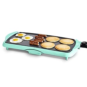 GreenLife Healthy Ceramic Nonstick, Extra Large 20″ Electric Griddle for Pancakes Eggs Burgers and More, Stay Cool Handles, Removable Drip Tray, Adjustable Temperature Control, PFAS-Free, Turquoise