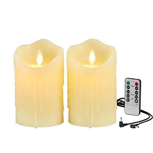 Velas recargables, velas LED con gotas de cera, velas de Halloween, velas LED con mando a distancia, velas parpadeantes sin llama, velas para exteriores con temporizador, cable de carga incluido, 15