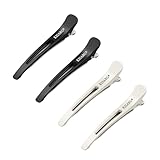 KISARG ダッカール メンズ ヘアピン ヘアクリップ ダックカール 髪留め クリップ ブロッキング 美容師 プロ用 跡がつかない 滑らない 大きめ 強力 ホワイトとブラック それぞれ2本入
