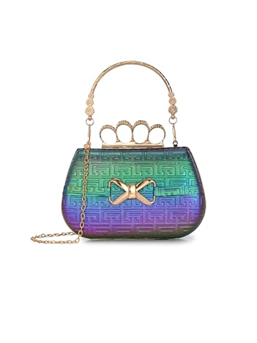 Image of TOOBA Handicraft Pearl Embroidered Clutch Purse For Women with Trendy Design 4-ring Handle & Tassel