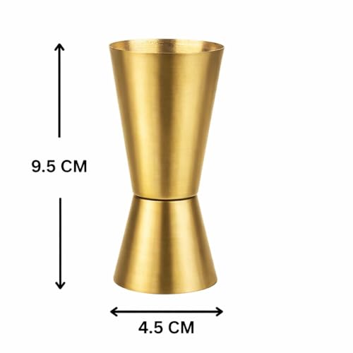 Image of Hip Flask with Peg Messurer Wine Flask Gift Set for Men & Women Stainless Steel (60ML+30ML Peg Messurer + Whiskey Flask) (Golden)
