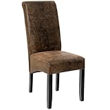 TecTake® Silla de Comedor, Piel Sintética, Forma Ergonómica, Patas de Madera, Lacadas, Fácil de Limpiar, 106cm, Sillas Dormitorio, Sillas de Comedor, Sillas Salon - 1 Silla Marrón Antiguo