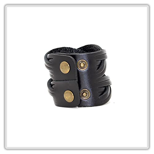 Mgutillart Punk Braided Band Bracelet Wide Leather Arm Cuff Bracelet(Black) #TOP2