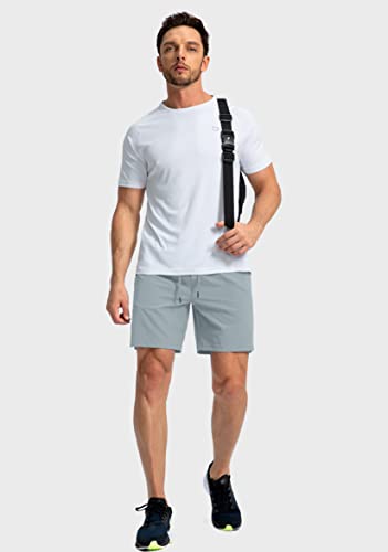 Image of Men's Running Shorts with Zipper Pockets 7 Inch Lightweight Quick Dry Gym Workout Athletic Shorts for Men