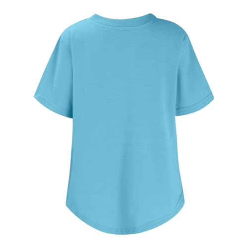 Girls Curve Hem Short Sleeve Shirts Side Slit Crewneck Soft Casual Tops Lightweight Solid Tuni𝗰 Blouse for Kids4