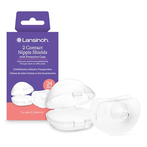 Lansinoh Stillhütchen 24 mm (Größe 2), 2 Stück inkl. Aufbewahrungsbox - angenehmes Tragegefühl - trotz Anlegeschwierigkeiten weiter stillen