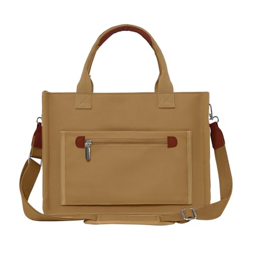 Image of FIORETTO Womens Canvas Tote Bag Purse with Individual Compartment, Zipper Top, Reinforced Bottom & Luggage Sleeve