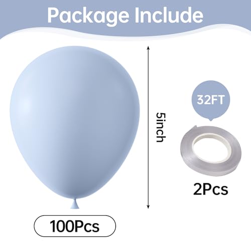 Image of Pastel Blue Balloons,100 Pcs 5 Inch Mini Matte Latex Balloons for Balloon Garland Arch, Birthday Decoration, Wedding Party, Baby Shower Decorations
