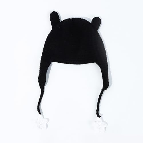 Soft Knitted Bear Ear Hat Comfortable Pullover Earflap Brimless for Kids and Adult for Winter Everyday Use Women Warm Ha3