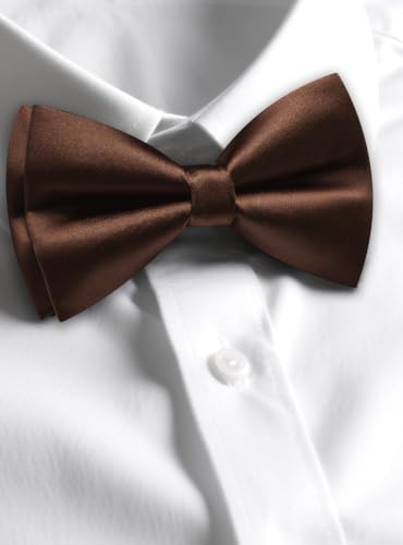Image of Solid Color Bow Ties for Men Silk Pre-tied Tuxedo Bowtie Set 4PCS