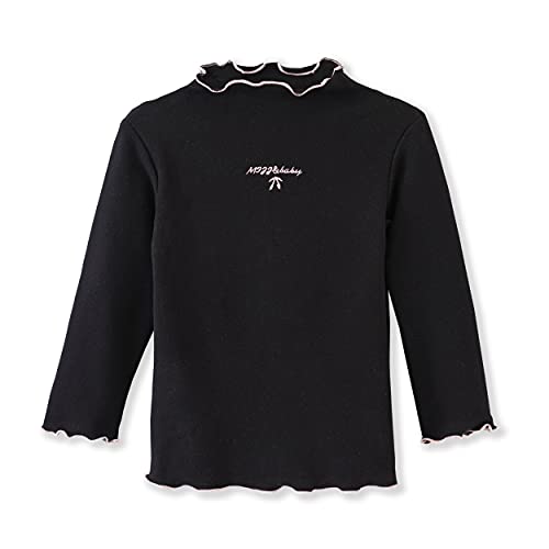 Image of Toddler Girls Long Sleeve Cotton Tee Shirts Ruffle Lace Mock Turtleneck Basic Blouse Outfit Tops
