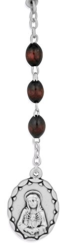 Seven Sorrows Rosary Chaplet | Traditional Catholic Devotion | Hand Made in Italy | Comes With Explanatory Brochure With All Prayers | Makes a Great Gift! (Oval Wood Beads - Mahogany)3