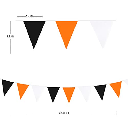32Ft Orange Black White Graduation Party Decorations 2023 Halloween Pennant Banner Fabric Triangle Flag Bunting Garland For Thanksgiving Wedding Birthday Home Nursery Outdoor Garden Hanging Decoration #TOP1